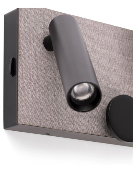 Lámpara aplique derecho con lector Klee – Faro – Acero gris, Atenuable, COB LED 2700K
