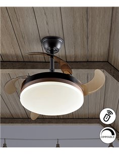 Ventilador de techo Vento Mini – Schuller – Aspas retráctiles, acabado negro, LED regulable 