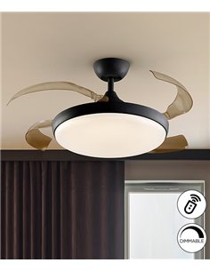 Ventilador de techo Venturi – Schuller – Aspas desplegables, acabado negro, LED regulable