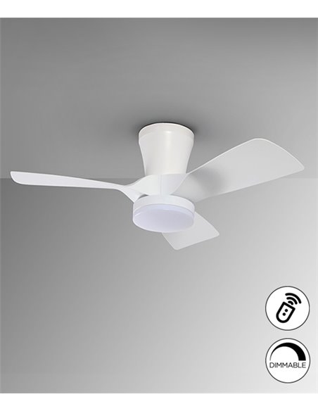 Ventilador de techo con luz DC Polaris – Schuller – Acabado blanco, 6 velocidades