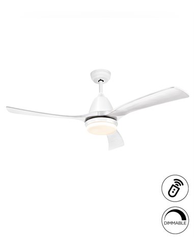 Ventilador de techo con luz Aspas – Schuller – Aspas blancas, 6 velocidades