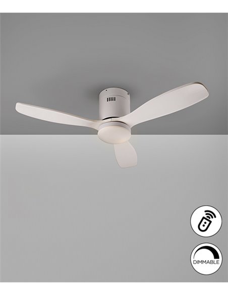 Ventilador de techo Mini Siroco – Schuller – Ventilador blanco, motor DC, 6 velocidades