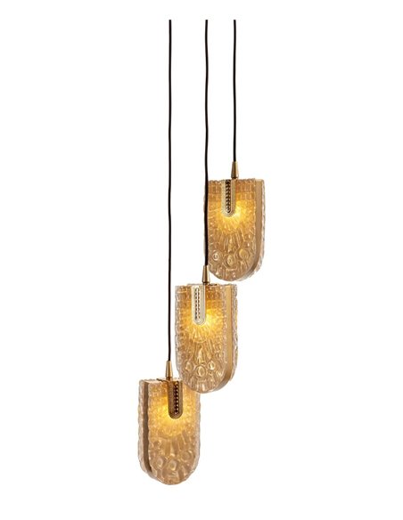 Lámpara colgante Singular Pieces – Mariner – Lámpara de cristal veneciano, acabado dorado, 3 luces