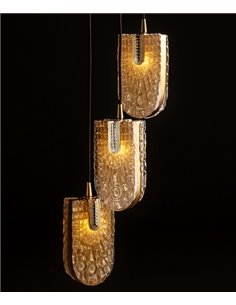 Lámpara colgante Singular Pieces – Mariner – Lámpara de cristal veneciano, acabado dorado, 3 luces