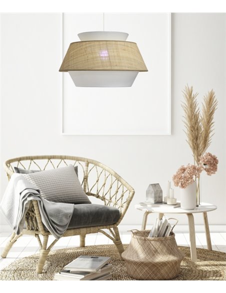 Lámpara colgante Akane - IDP Lampshades - Lámpara boho chic, pantalla de rafia cruda 