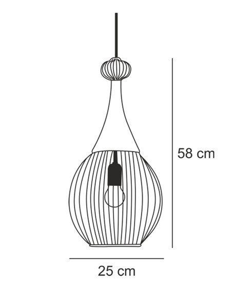 Lámpara colgante Zagoratan – IDP Lampshades – Lámpara vintage de metal negro y rattan natural