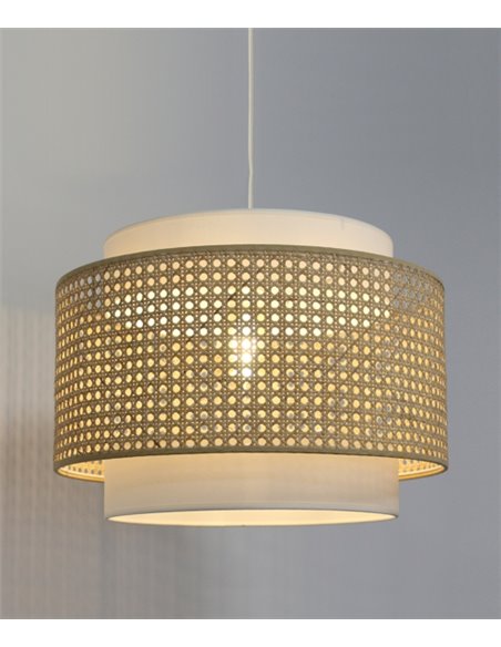 Lámpara colgante Lovina – IDP Lampshades -Pantalla de rejilla, acabado crudo, Ø 40 cm