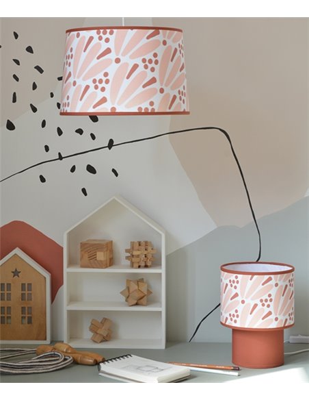 Lámpara de mesa Maggie - IDP Lampshades - Lámpara infantil textil terra rosa