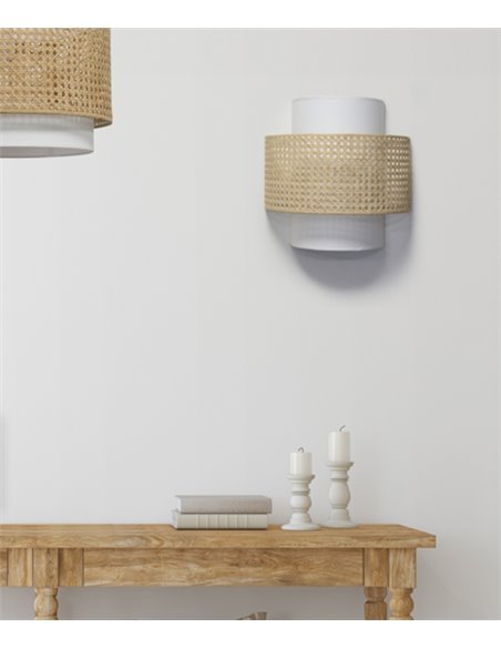 Aplique de pared Lovina - IDP Lampshades – Diseño natural, pantalla de rejilla acabado crudo 