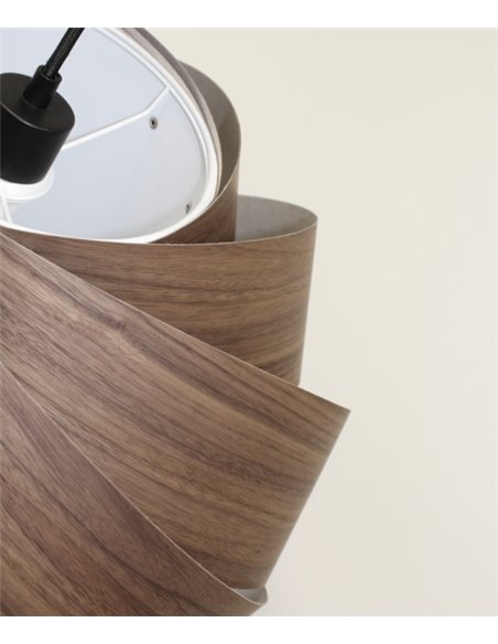 Lámpara colgante Fred – IDP Lampshades – Pantalla de chapa de madera nogal