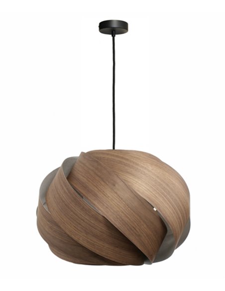 Lámpara colgante Fred – IDP Lampshades – Pantalla de chapa de madera nogal