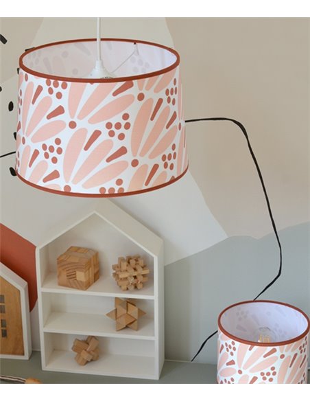 Lámpara colgante Maggie – IDP Lampshades - Lámpara infantil con pantalla textil terra rosa