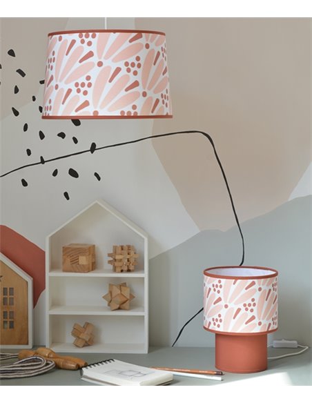 Lámpara colgante Maggie – IDP Lampshades - Lámpara infantil con pantalla textil terra rosa