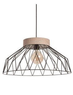 Lámpara colgante Clayton - IDP Lampshades - Lámpara decorativa tipo jaula, madera y metal