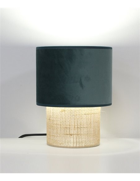 Lámpara de mesa Bamaka – IDP Lampshades -  Lámpara textil de terciopelo y base de sisa