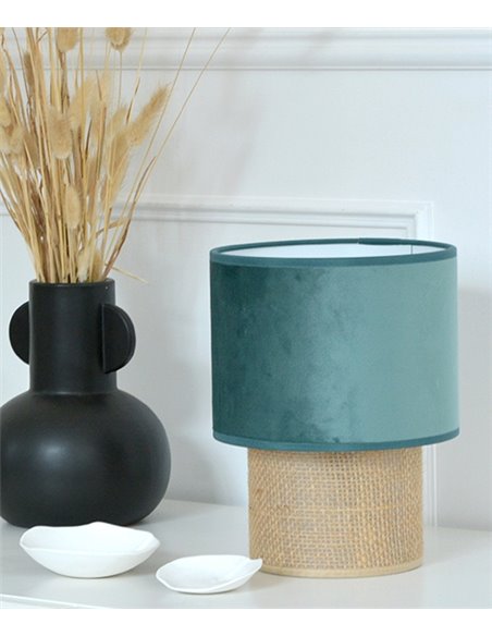 Lámpara de mesa Bamaka – IDP Lampshades -  Lámpara textil de terciopelo y base de sisa