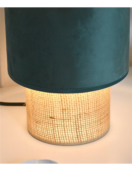 Lámpara de mesa Bamaka – IDP Lampshades -  Lámpara textil de terciopelo y base de sisa