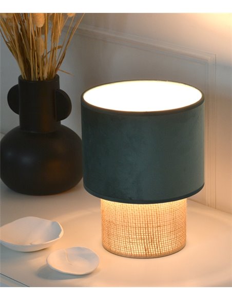 Lámpara de mesa Bamaka – IDP Lampshades -  Lámpara textil de terciopelo y base de sisa