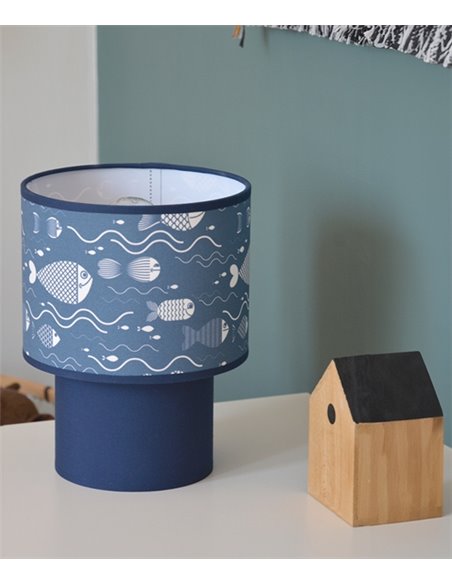 Lámpara de mesa Maurice - IDP Lampshades - Lámpara infantil textil azul