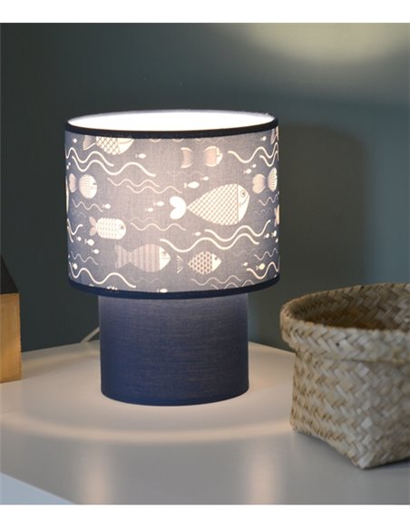 Lámpara de mesa Maurice - IDP Lampshades - Lámpara infantil textil azul