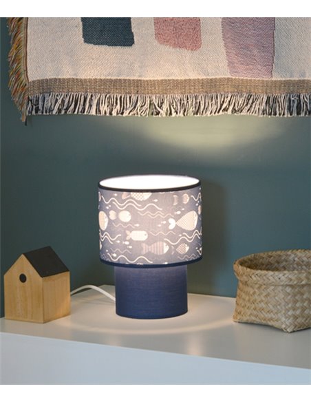 Lámpara de mesa Maurice - IDP Lampshades - Lámpara infantil textil azul