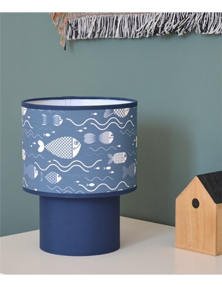 Lámpara de mesa Maurice - IDP Lampshades - Lámpara infantil textil azul