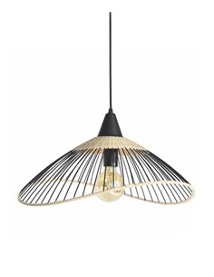 Lámpara Colgante Kasteli - IDP Lampshades - Lámpara de techo tipo sombrero / pamela, rejilla metal y ratán