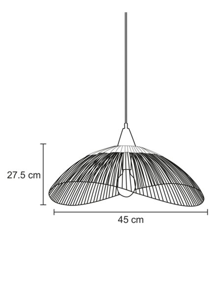 Lámpara colgante Kasteli – IDP Lampshades - Lámpara negra y rattan natural, 3 tamaños