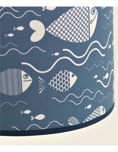Lámpara colgante Maurice – IDP Lampshades - Lámpara infantil con pantalla textil azul Lámpara colgante Maurice – IDP Lampshades - Lámpara infantil con pantalla textil azul