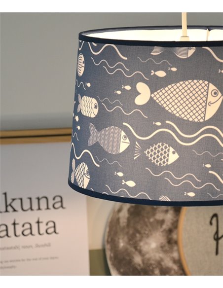 Lámpara colgante Maurice – IDP Lampshades - Lámpara infantil con pantalla textil azul