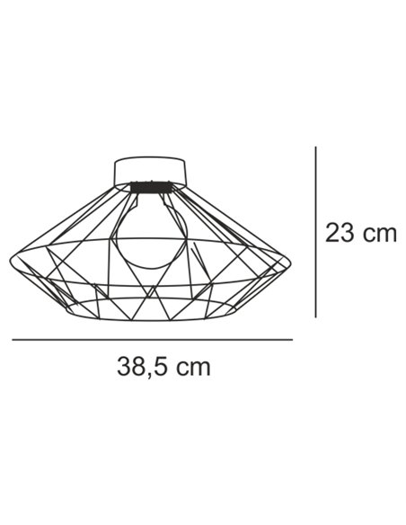 Plafón de techo Sequoia – IDP Lampshades – Lámpara jaula de metal y efecto madera