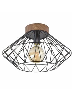 Plafón de techo Sequoia – IDP Lampshades – Lámpara jaula de metal y efecto madera 2