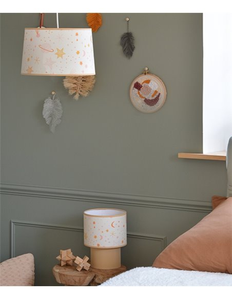 Lámpara de mesa Galilée - IDP Lampshades - Lámpara infantil textil mostaza