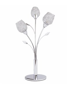 Lámpara de mesa Adriana - IDP Lampshades - Diseño elegante de flores, estilo neoclásico, color plateado