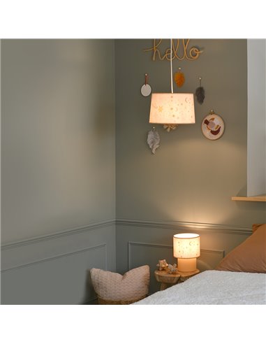 Lámpara colgante Galilée – IDP Lampshades - Lámpara infantil con pantalla textil mostaza Lámpara colgante Galilée – IDP Lampshades - Lámpara infantil con pantalla textil mostaza