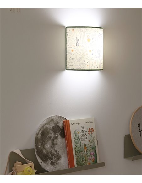 Aplique de pared Casper - IDP Lampshades – Lámpara infantil textil verde