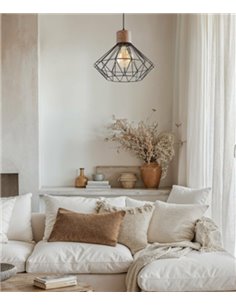 Lámpara colgante Sequoia – IDP Lampshades – Lámpara jaula de metal, efecto madera, 2 tamaños 2
