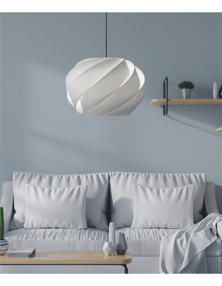 Lámpara colgante Fred – IDP Lampshades – Pantalla textil en acabado blanco