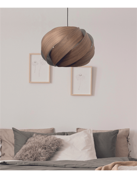 Lámpara colgante Fred – IDP Lampshades – Pantalla de chapa de madera nogal