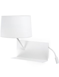 Aplique de pared Handy Izquierda – Faro – Lámpara blanca con bandejita y lector 2