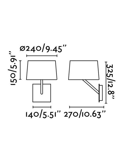 Aplique de pared Handy – Faro – Lámpara de pared blanca con pantalla de tela