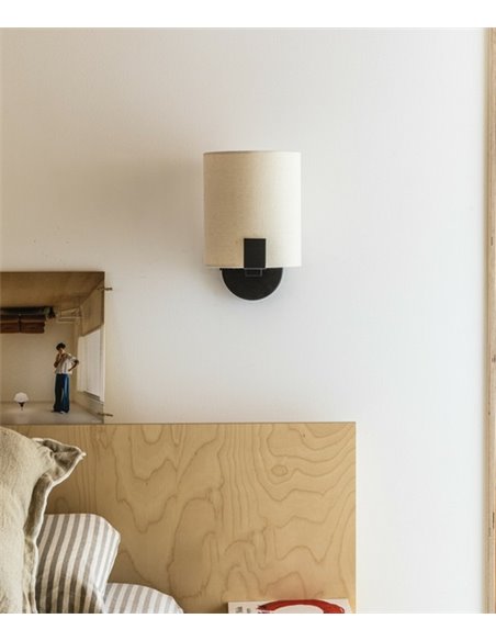 Aplique de pared Nila – Faro – Lámpara decorativa con pantalla de tela blanca