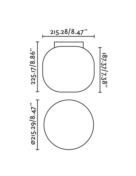 Plafón de techo Amelia – Faro – Pantalla de cristal opal en 2 colores