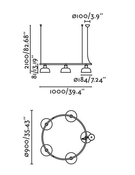 Lámpara colgante Tatawin – Faro – Lámpara circular con 5 luces y 2 tamaños