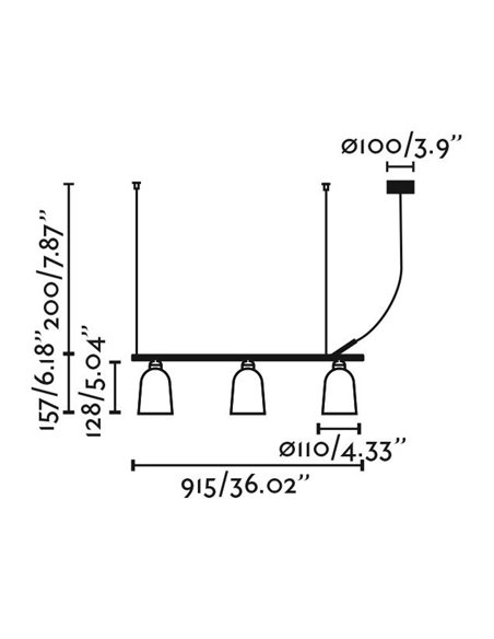 Lámpara colgante Studio Lineal – Faro – Lámpara lineal de 3 luces