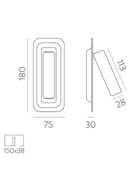 Aplique de pared Boheme – ACB - Lámpara de lectura con cabezal orientable, LED 3000K 