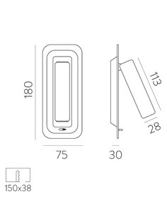 Aplique de pared empotrable Boheme - ACB - Lámpara de lectura con cabezal orientable, LED 3000K 