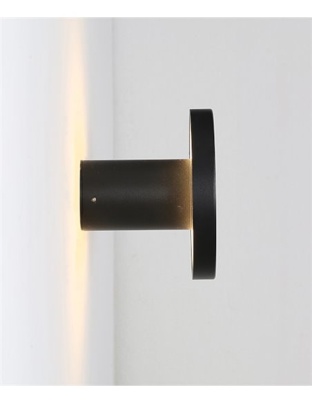 Aplique de pared Corvus – ACB – Lámpara redonda negra Ø 12 cm, LED 3000K