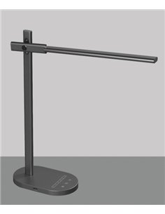 Lámpara de escritorio negro Laysan – ACB – Temperatura de luz e intensidad regulable, Temporizador, Cargador USB, Botón táctil 2