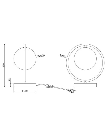 Lámpara de mesa Odil – AJP – Diseño minimalista tipo bola, acabado latón